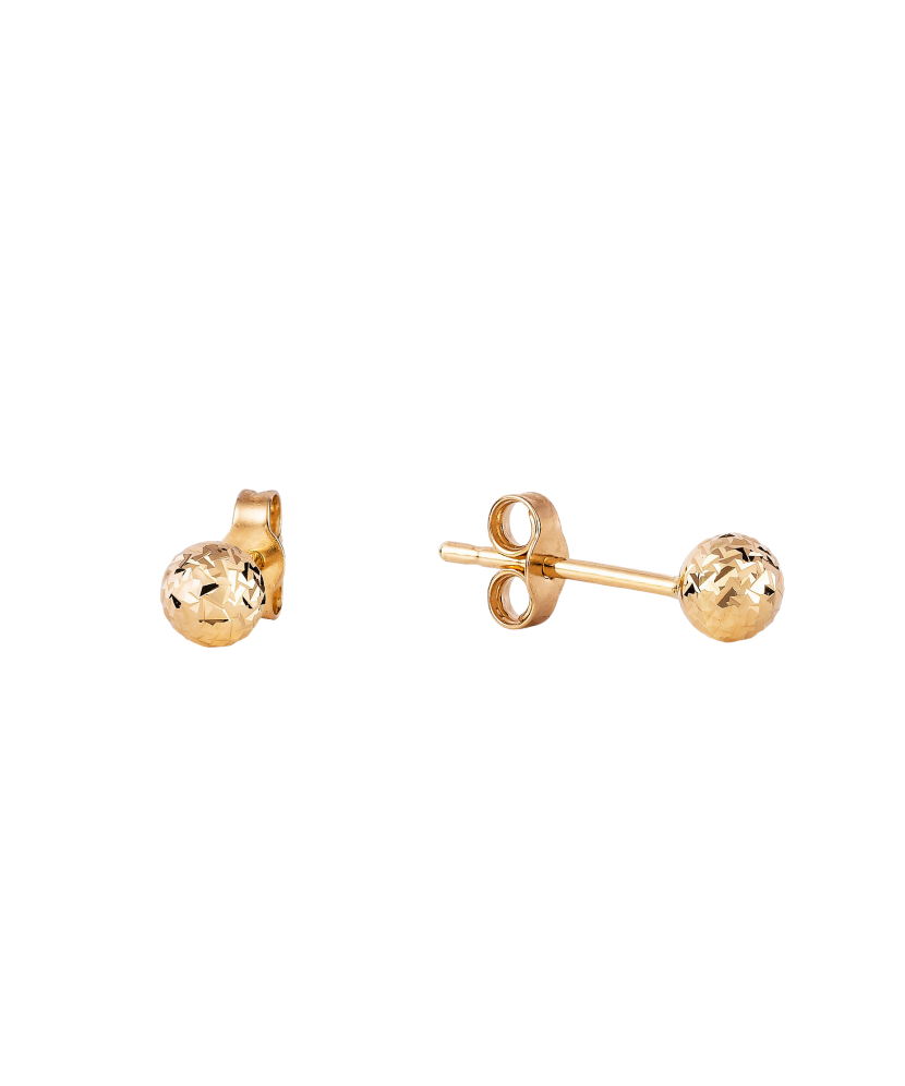 Engraved Gold Earrings  3mm