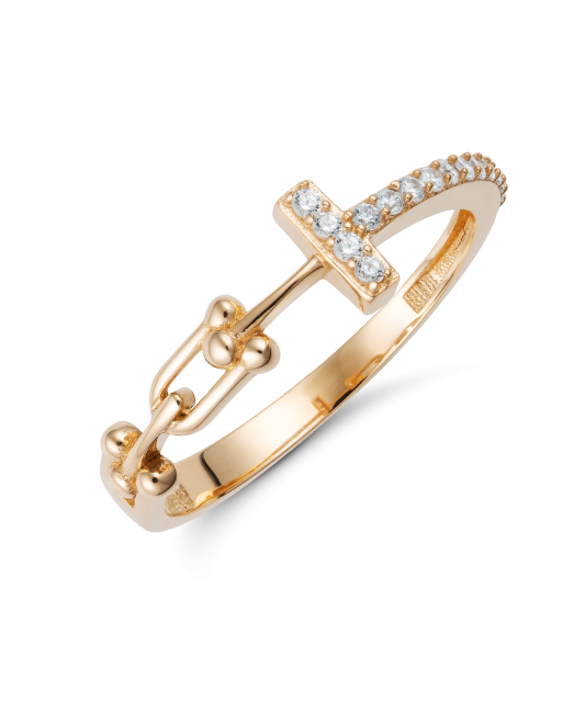 Gold ring with zircons