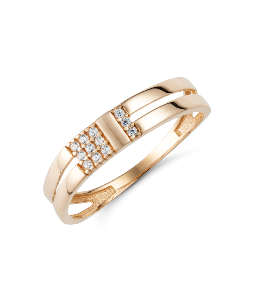 Gold ring with zircons