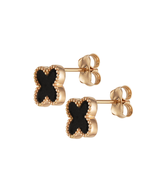 Gold earrings with onyx