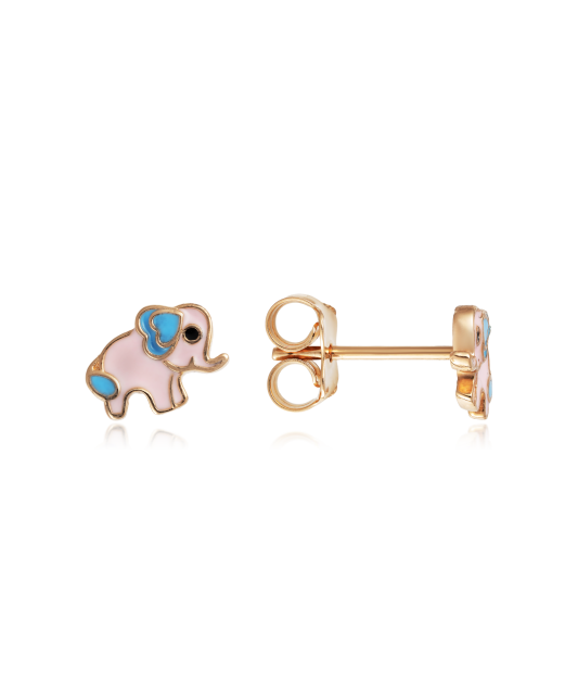 Gold earrings with enamel