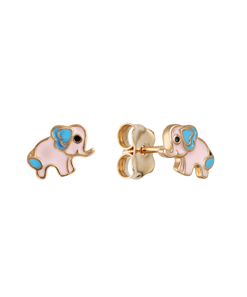 Gold earrings with enamel