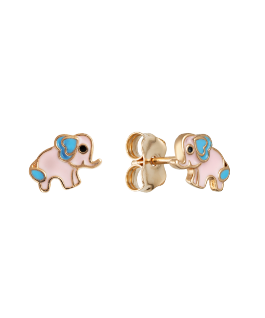 Gold earrings with enamel