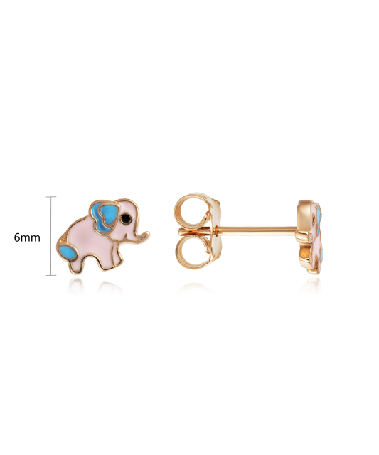 Gold earrings with enamel
