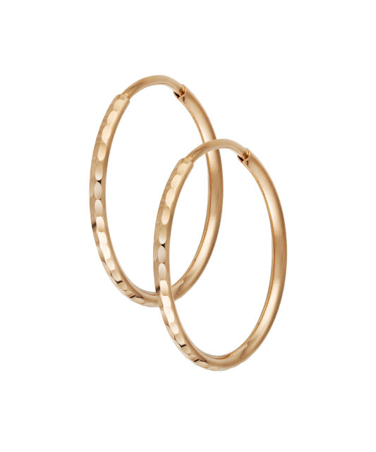 Gold engraved hoop earrings 17mm