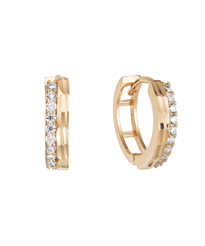 Gold earrings with zircons