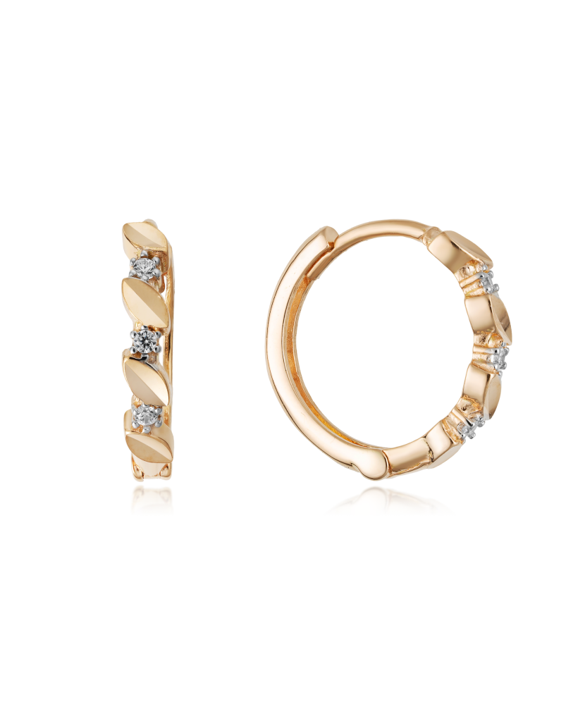 Gold earrings with zircons