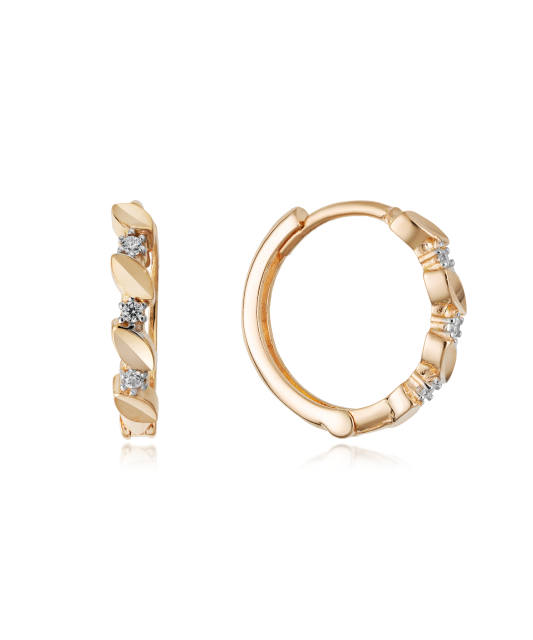Gold earrings with zircons