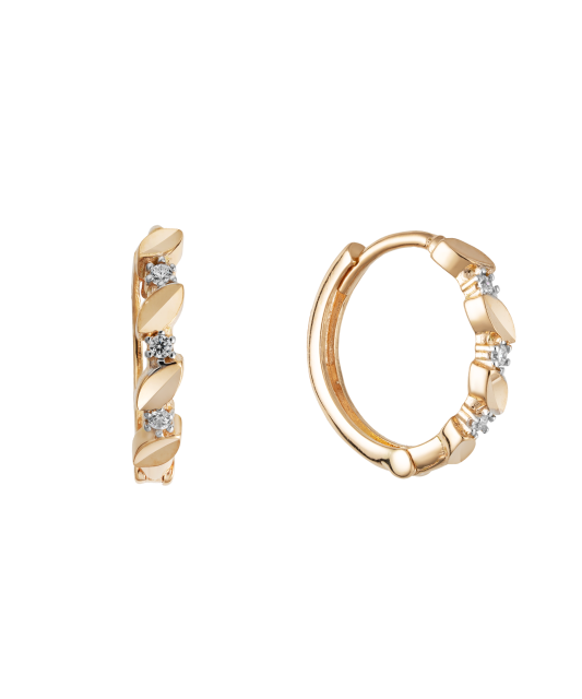 Gold earrings with zircons