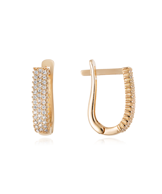 Gold earrings with zircons