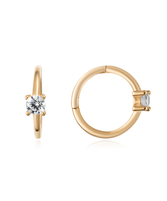 Gold earrings with zircons