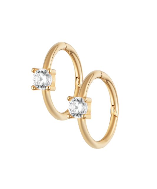 Gold earrings with zircons