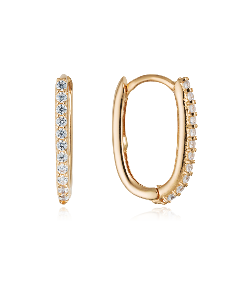 Gold earrings with zircons