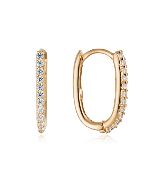 Gold earrings with zircons