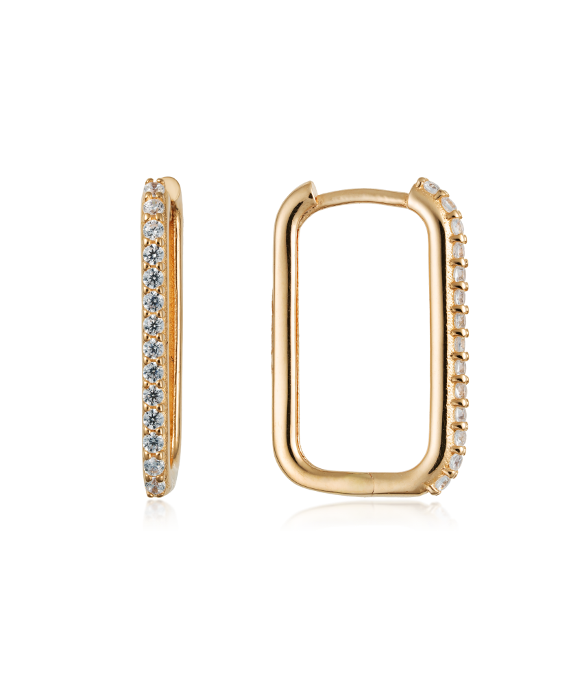 Gold earrings with zircons