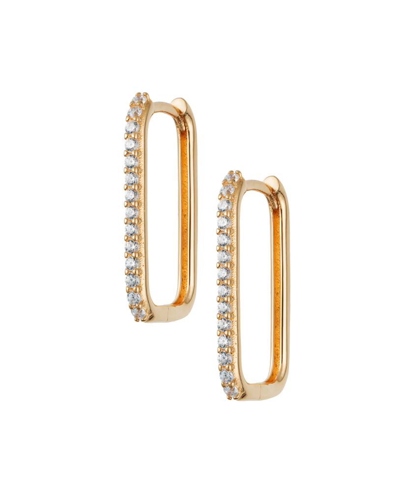 Gold earrings with zircons