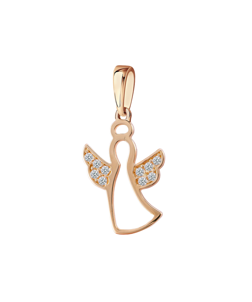 Gold pendant with zircons "angel"