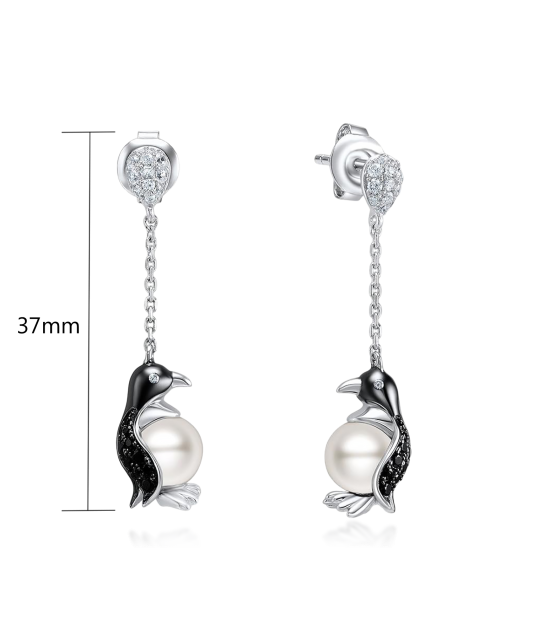 Sterling silver earrings with pearls and zircons