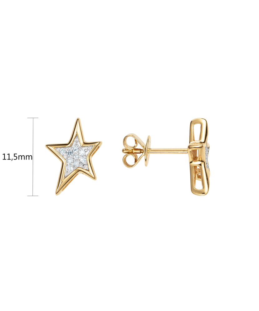 Keltaiset kultaiset korvakorut timanteilla