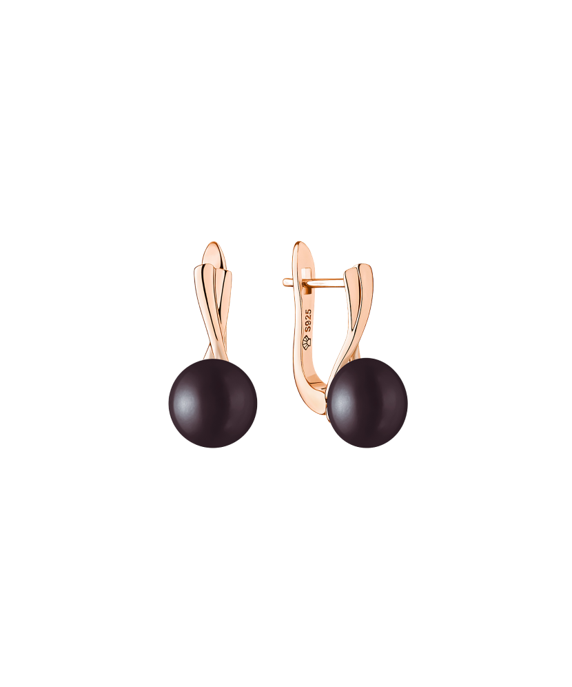 Gilded sterling silver earrings with pearls