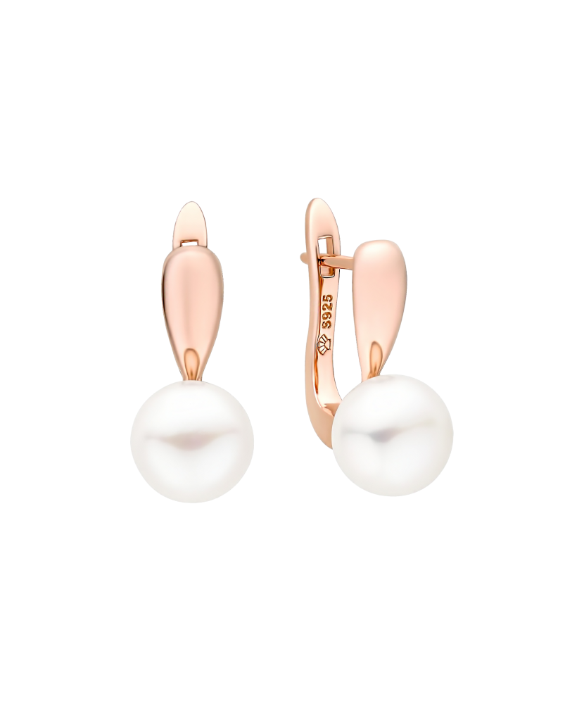 Gilded sterling silver earrings with pearls