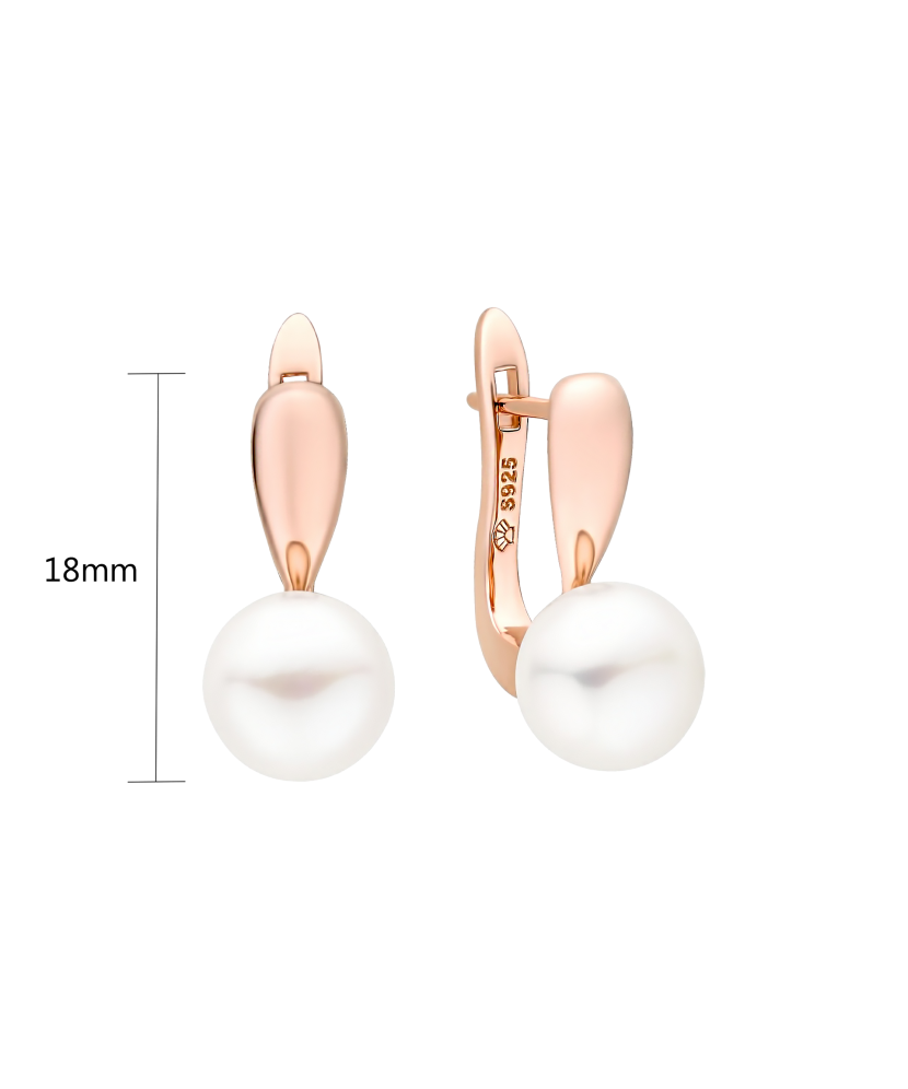 Gilded sterling silver earrings with pearls