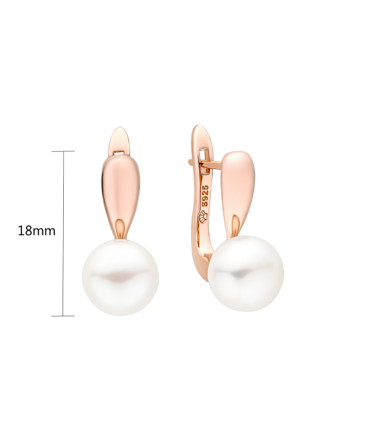 Gilded sterling silver earrings with pearls