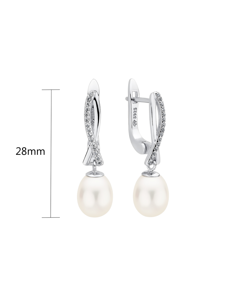 Sterling silver earrings with pearls and zircons