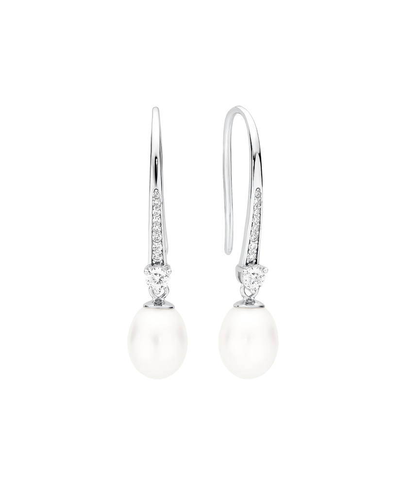 Sterling silver earrings with pearls and zircons