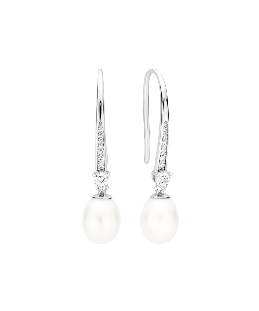Sterling silver earrings with pearls and zircons