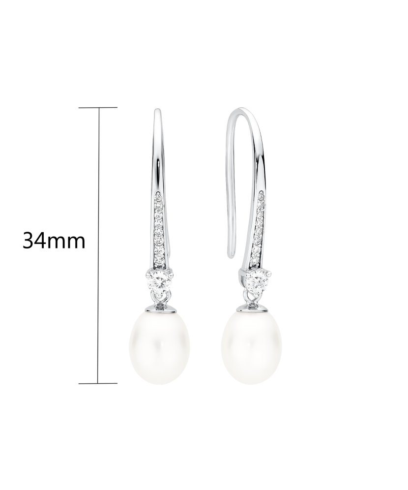 Sterling silver earrings with pearls and zircons