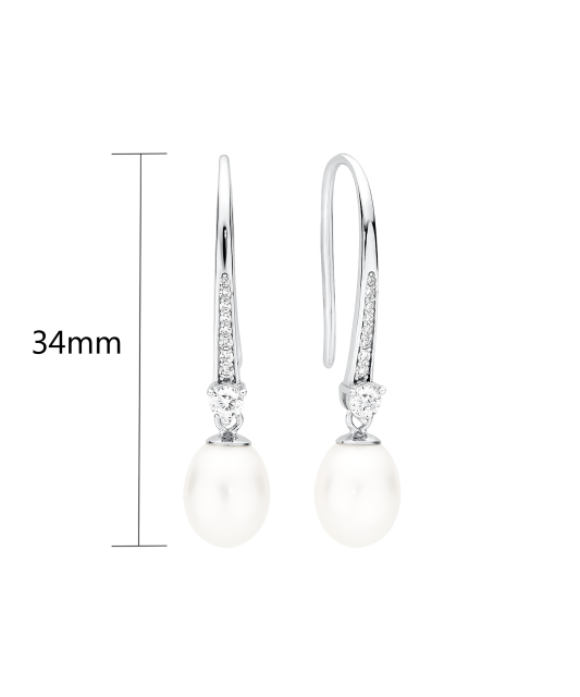 Sterling silver earrings with pearls and zircons
