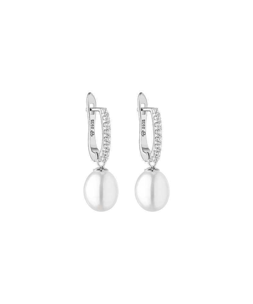 Sterling silver earrings with pearls and zircons