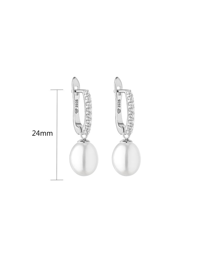 Sterling silver earrings with pearls and zircons