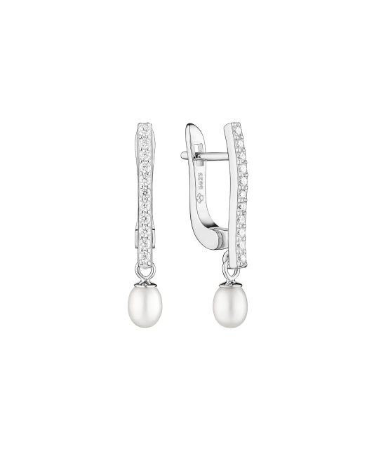 Sterling silver earrings with pearls and zircons