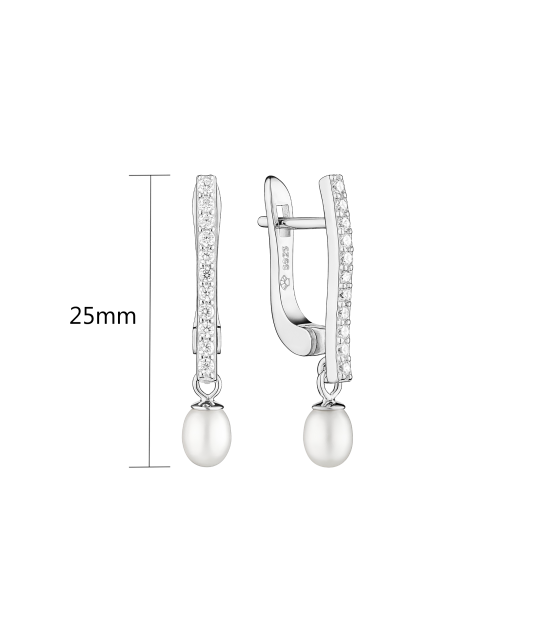 Sterling silver earrings with pearls and zircons