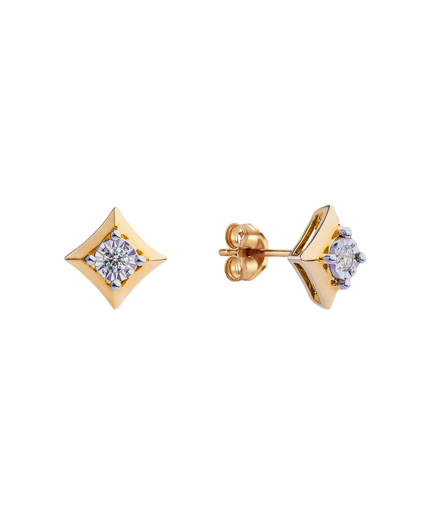 Gold earrings with diamonds