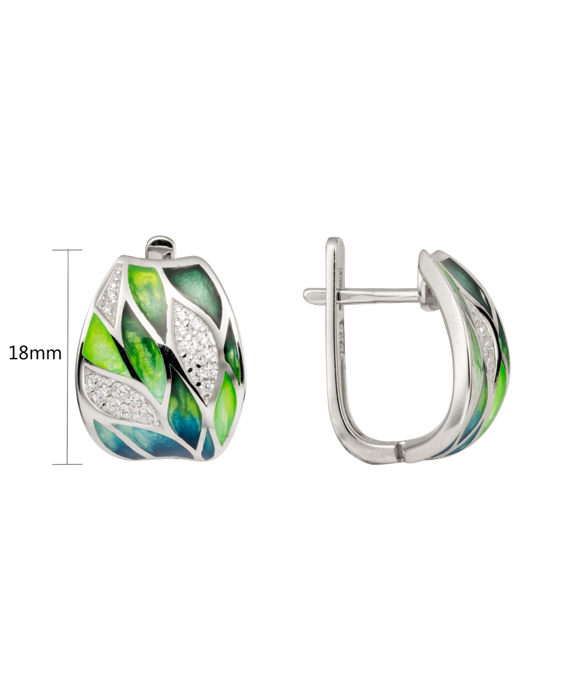 Sterling silver earrings with enamel and zircons