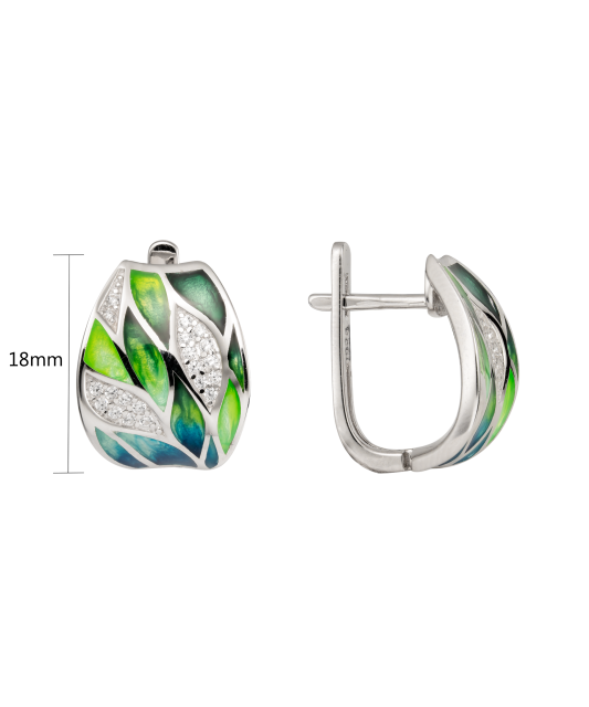 Sterling silver earrings with enamel and zircons