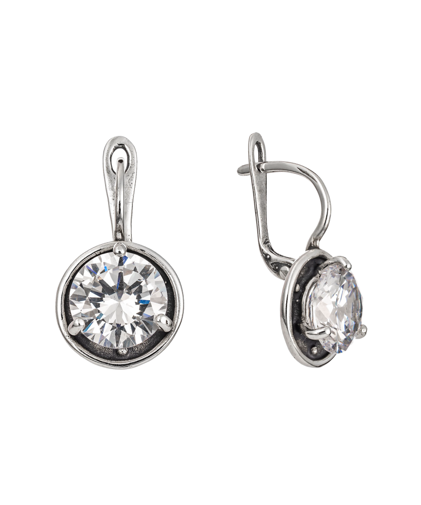 Hopeiset korvakorut kristalleilla