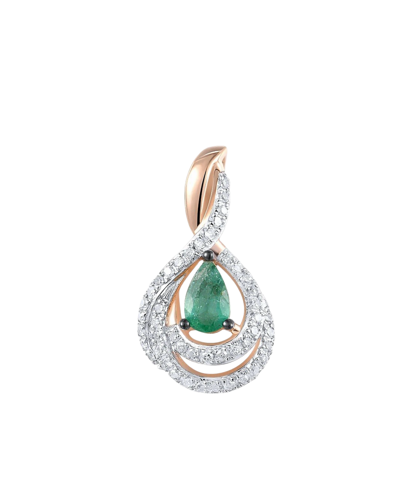 Gold pendant with emerald and diamonds