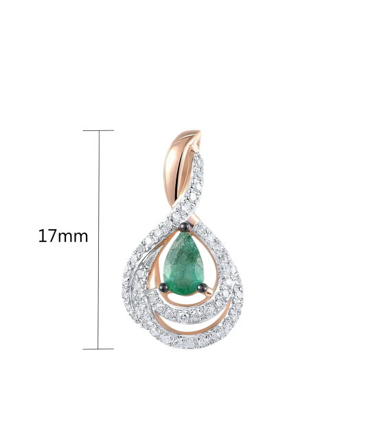 Gold pendant with emerald and diamonds