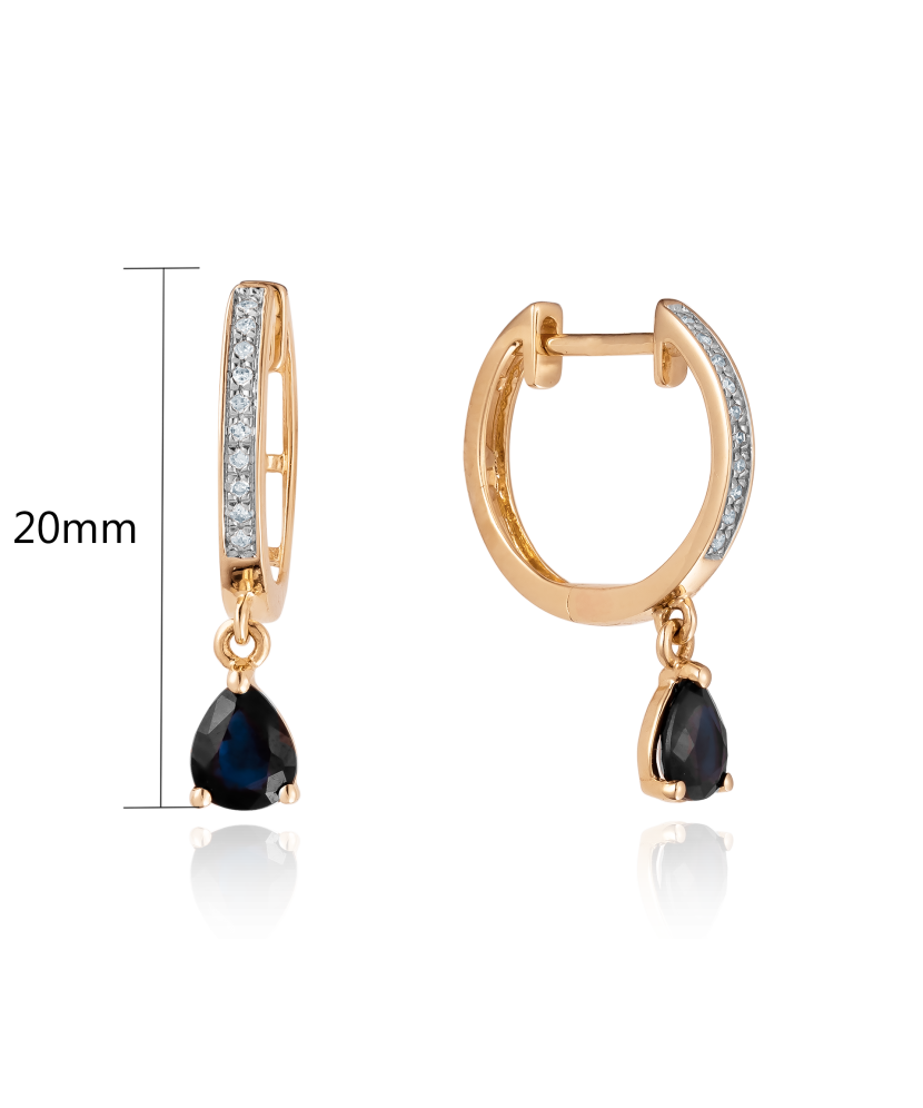Gold earrings with sapphires and diamonds