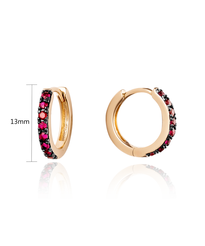 Gold earrings with rubies