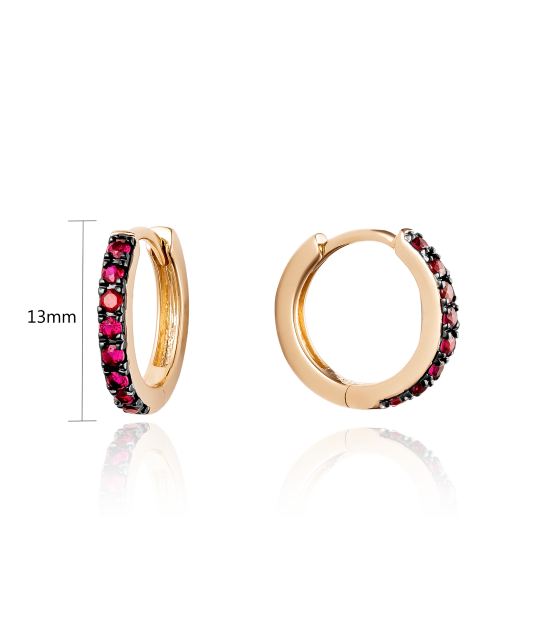 Gold earrings with rubies