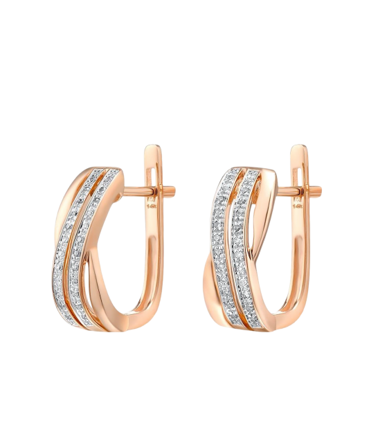 Gold earrings with diamonds