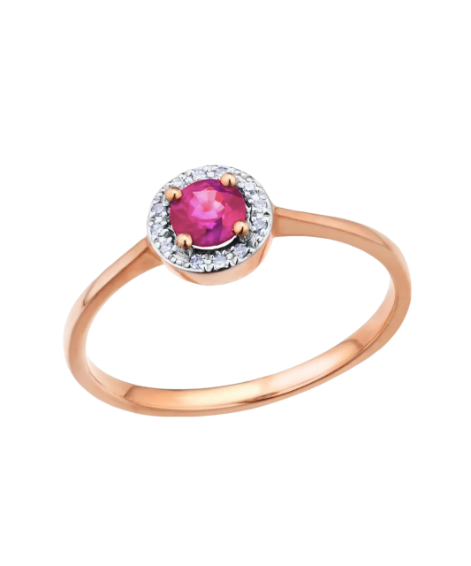 Gold ring with diamonds and rubies