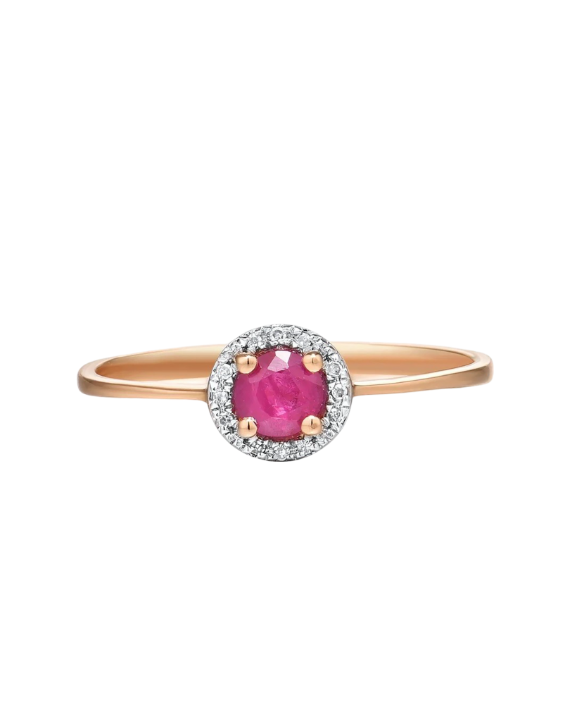 Gold ring with diamonds and rubies
