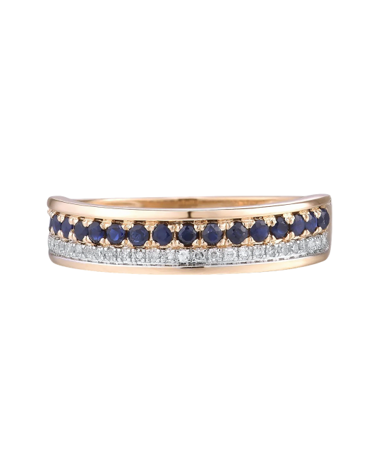 Gold ring with diamonds and sapphire