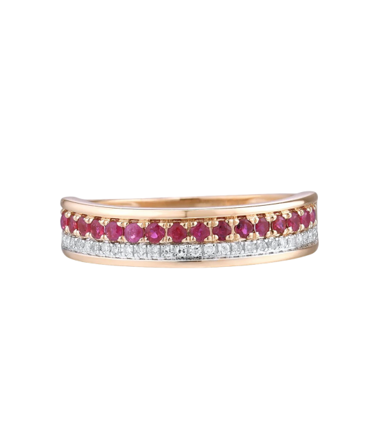 Gold ring with diamonds and rubies